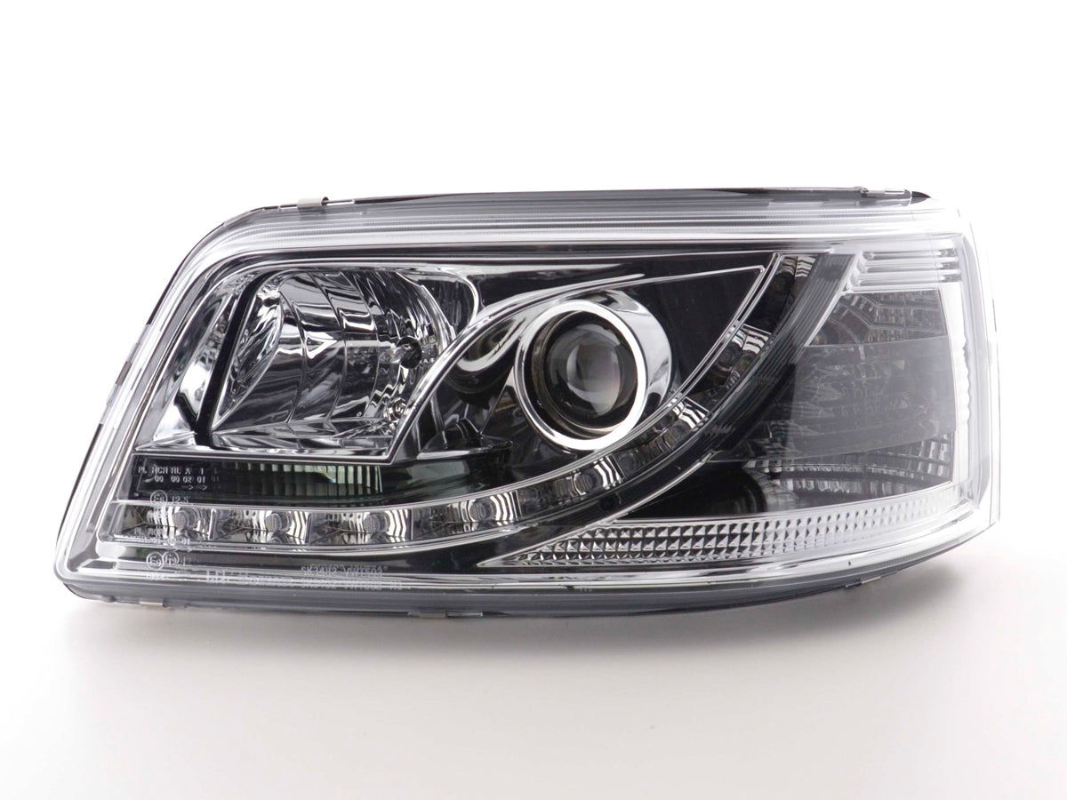 Scheinwerfer Set Daylight LED Tagfahrlicht VW Bus T5 03-09 chrom Scheinwerfer Set Daylight LED Tagfahrlicht VW Bus T5 03-09 chrom